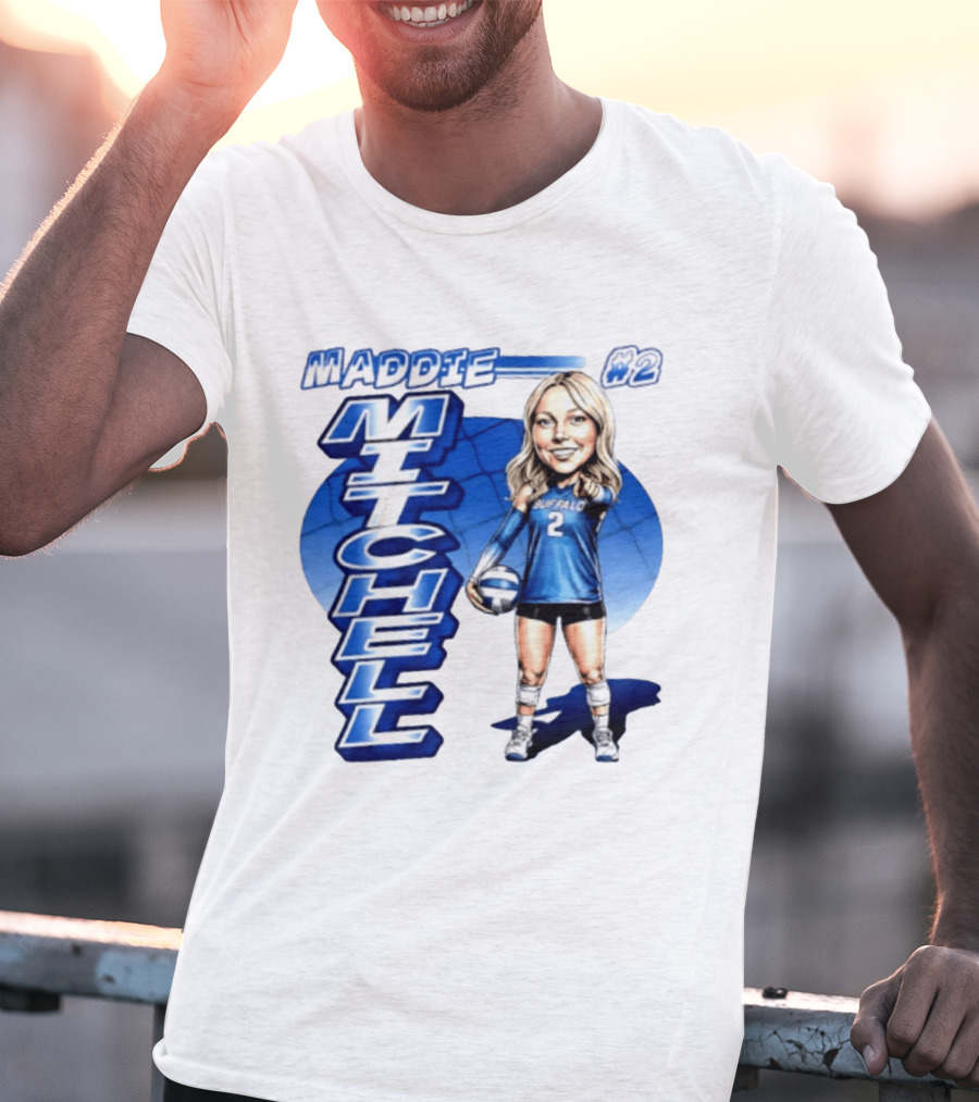 Maddie Mitchell #2 Buffalo Volleyball Caricature T-Shirt