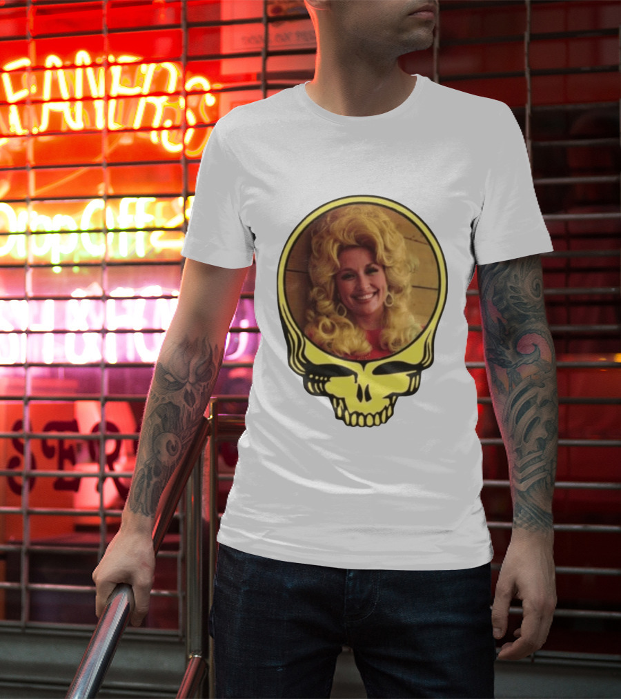 Dolly Parton Grateful Dead Skull Motif T-Shirt