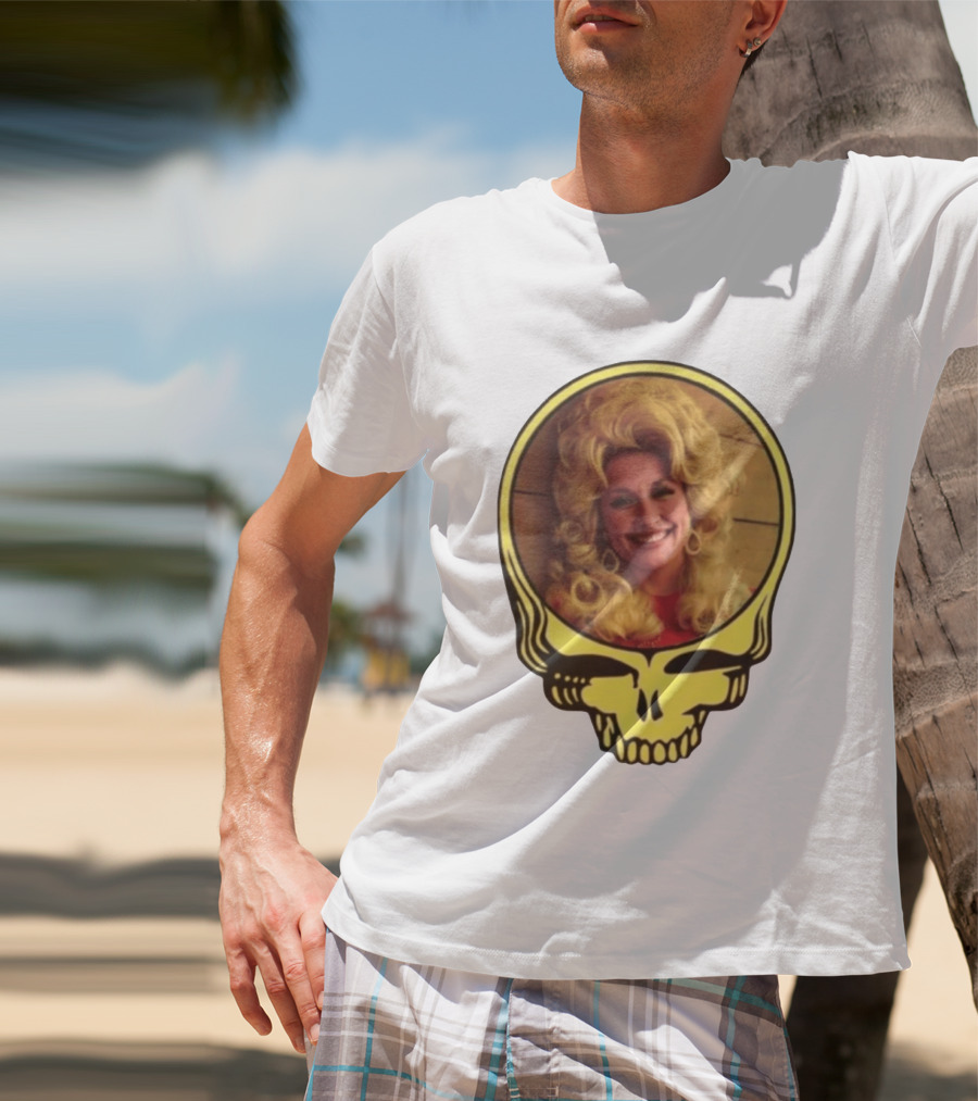 Dolly Parton Grateful Dead Skull Motif T-Shirt