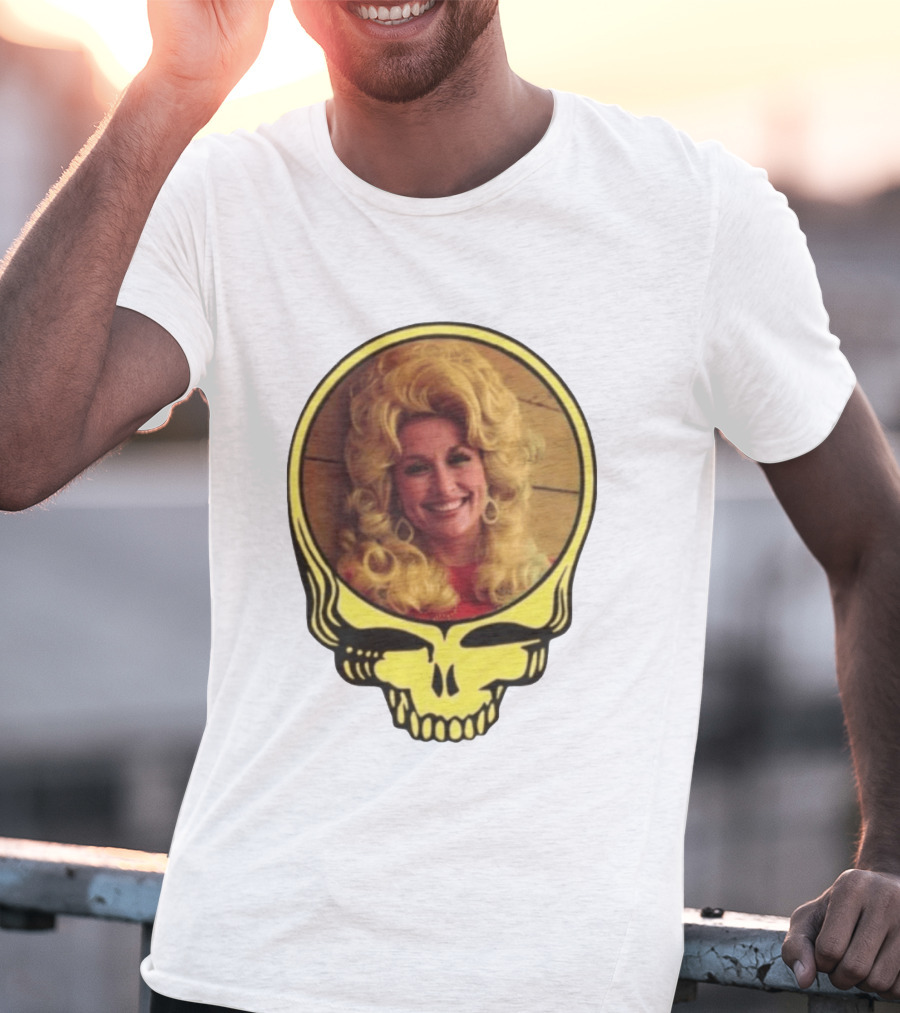 Dolly Parton Grateful Dead Skull Motif T-Shirt