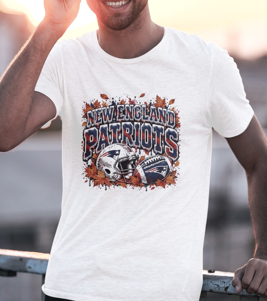 New England Patriots Football Helmet Autumn Leaves Halloween 2026 T-Shirt