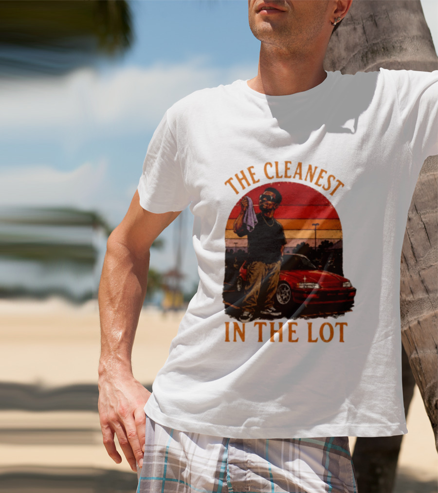 The Cleanest In The Lot Retro Car Enthusiast Sunset Scene T-Shirt