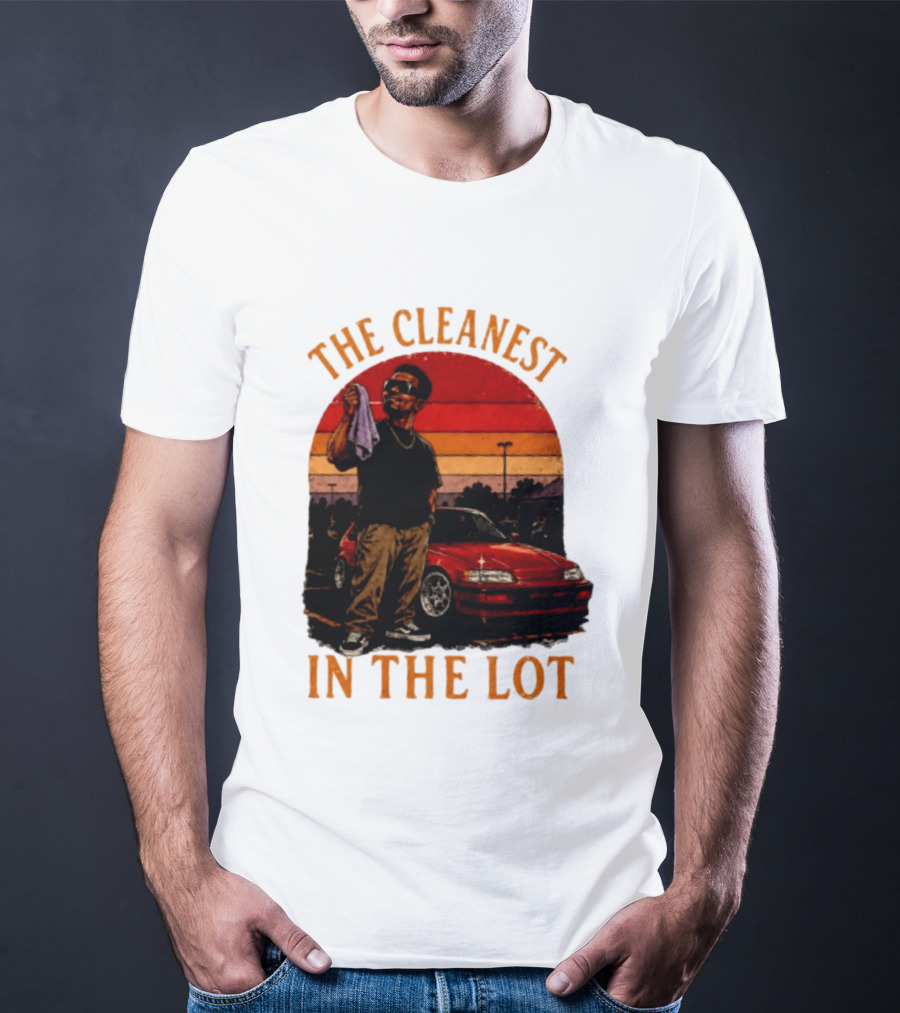 The Cleanest In The Lot Retro Car Enthusiast Sunset Scene T-Shirt