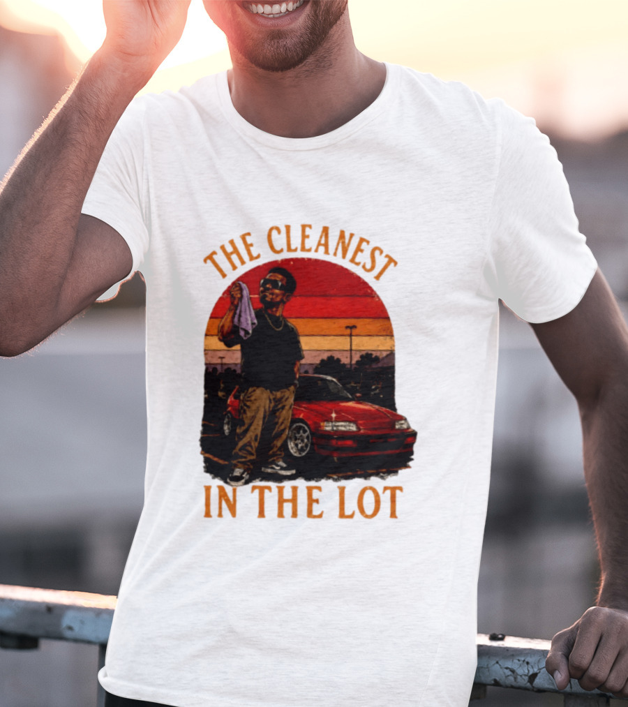 The Cleanest In The Lot Retro Car Enthusiast Sunset Scene T-Shirt