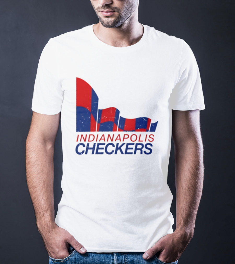 Indianapolis Checkers Vintage Hockey Team Red And Blue Flag T-Shirt