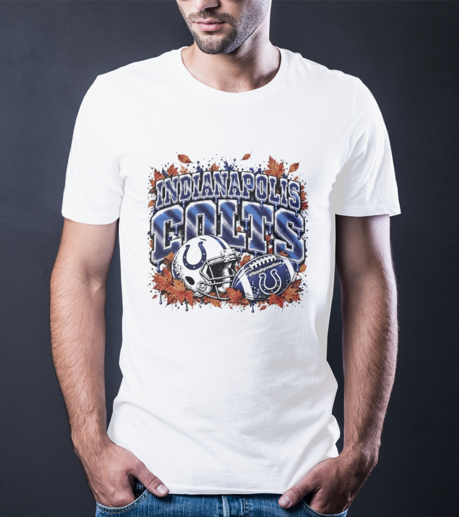Indianapolis Colts Football Helmet Autumn Leaves 2026 T-Shirt