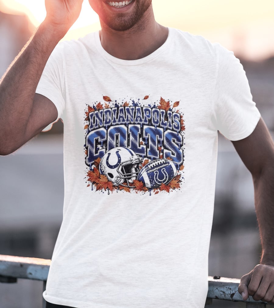 Indianapolis Colts Football Helmet Autumn Leaves 2026 T-Shirt