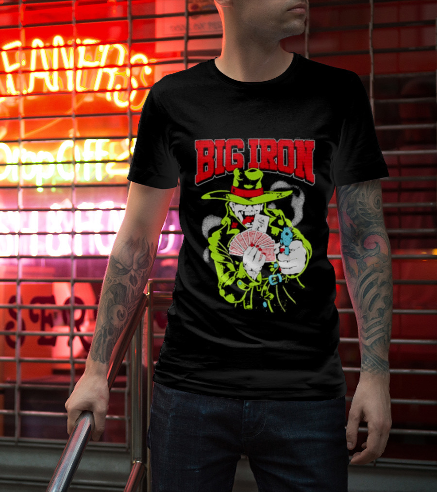 Big Iron Joker Cowboy Western Playing Cards T-Shirt