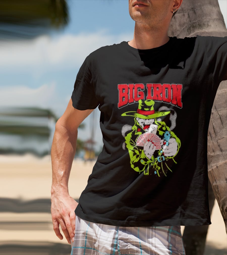 Big Iron Joker Cowboy Western Playing Cards T-Shirt