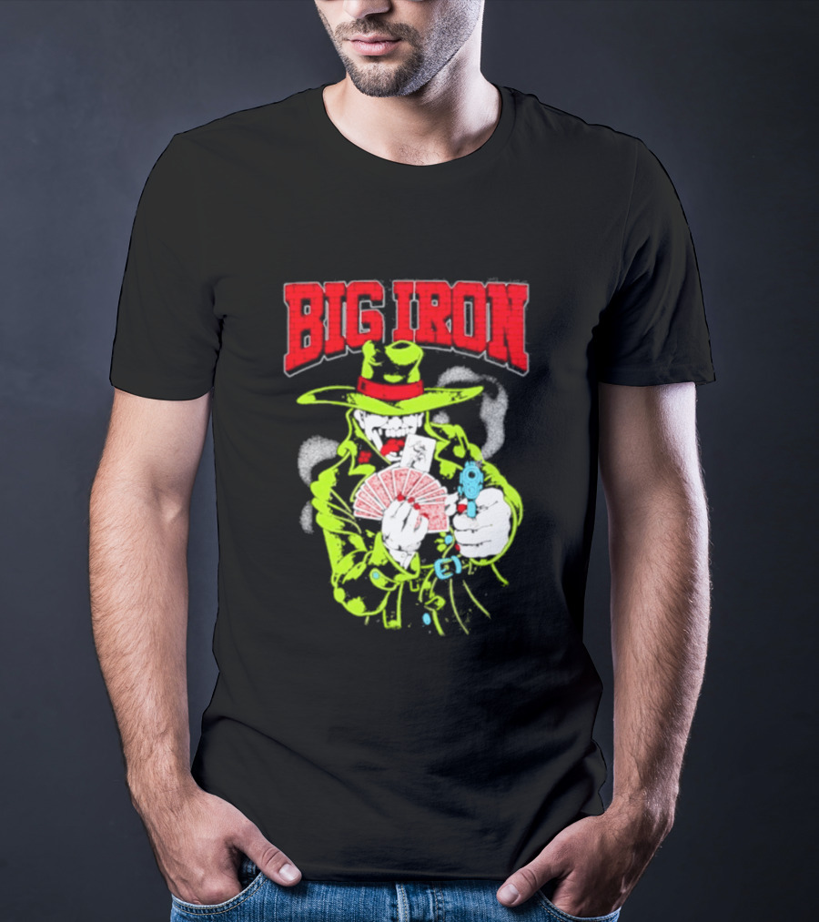 Big Iron Joker Cowboy Western Playing Cards T-Shirt