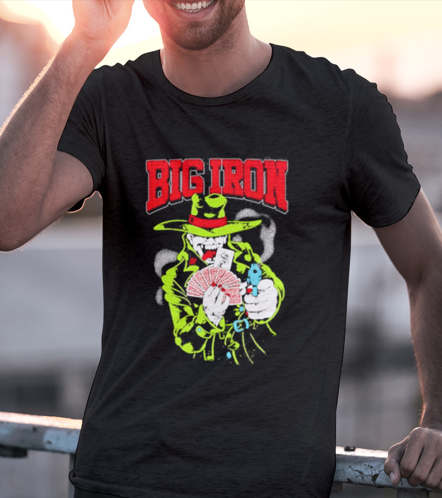 Big Iron Joker Cowboy Western Playing Cards T-Shirt
