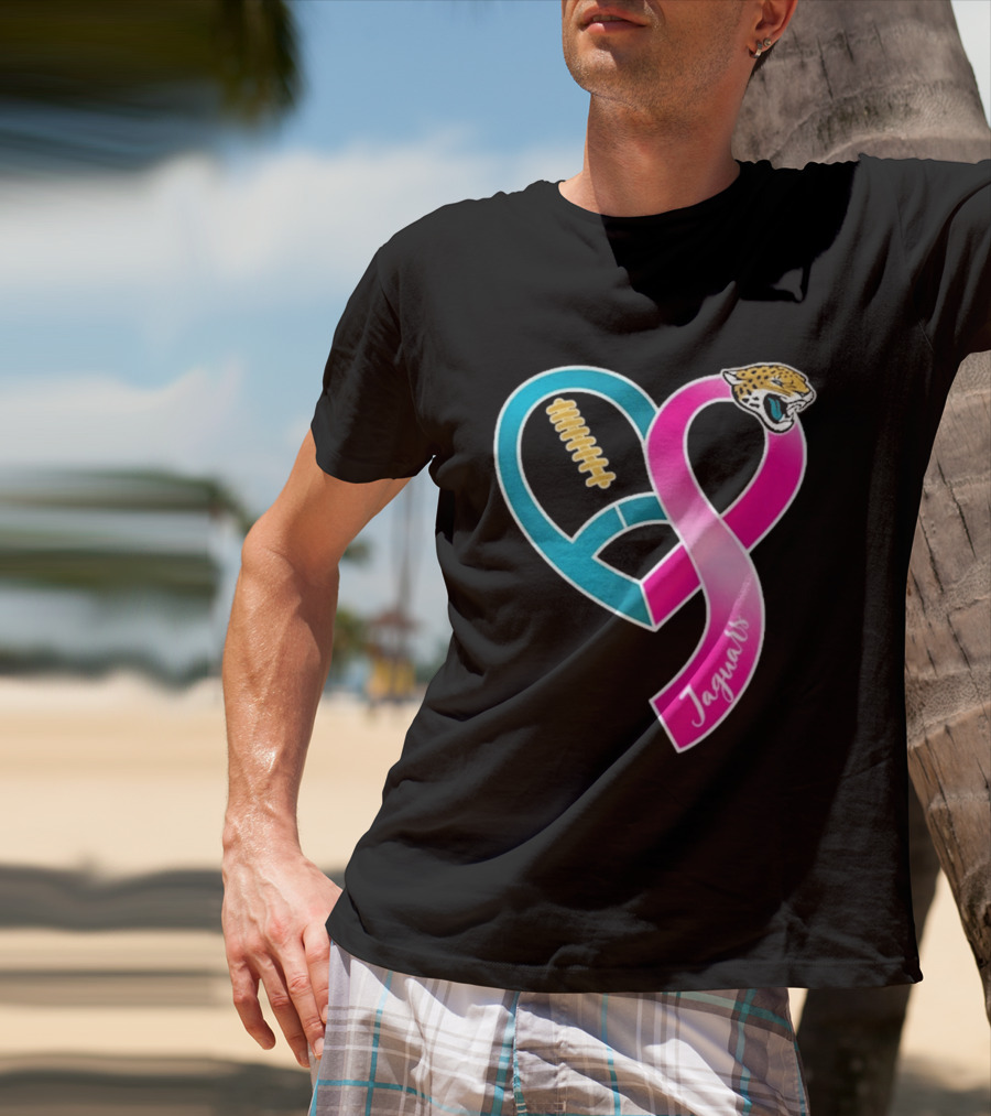 Jacksonville Jaguars Breast Cancer Awareness Heart Ribbon 2026 T-Shirt