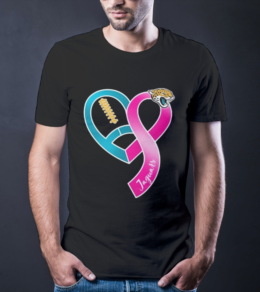 Jacksonville Jaguars Breast Cancer Awareness Heart Ribbon 2026 T-Shirt