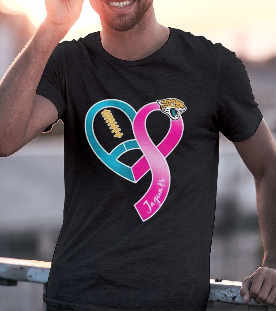 Jacksonville Jaguars Breast Cancer Awareness Heart Ribbon 2026 T-Shirt