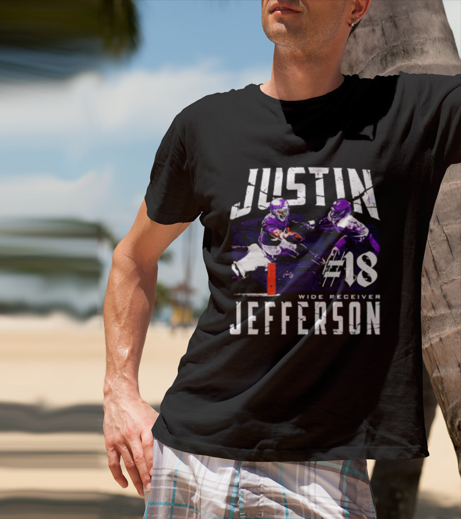 Justin Jefferson Minnesota Vikings Wide Receiver #18 Touchdown Dive T-Shirt