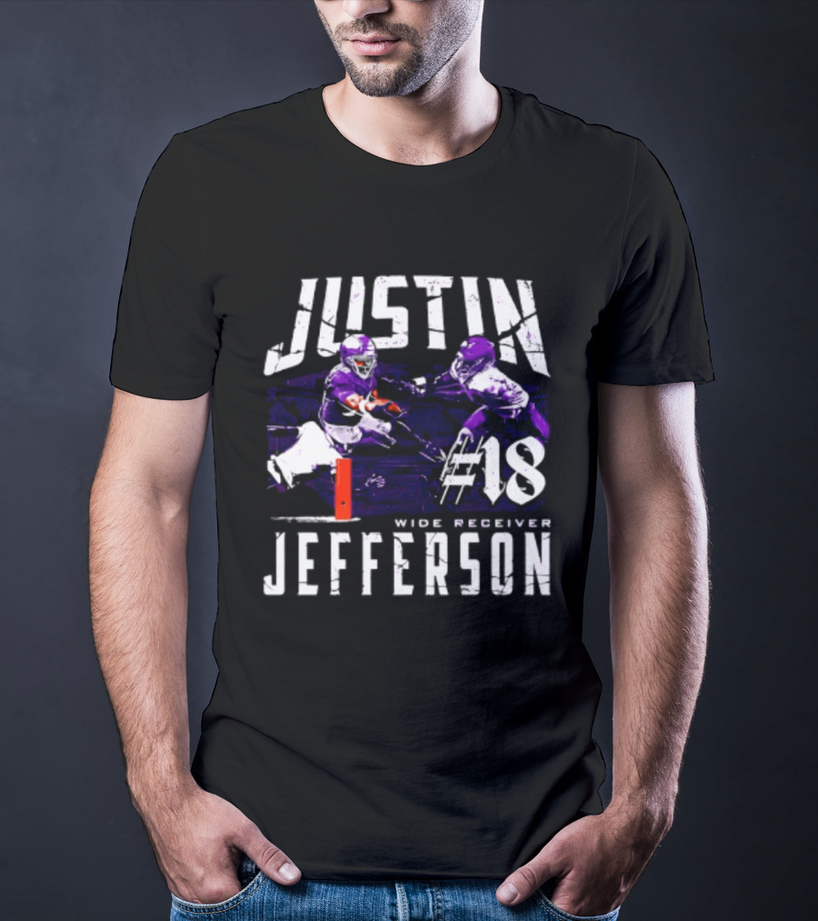 Justin Jefferson Minnesota Vikings Wide Receiver #18 Touchdown Dive T-Shirt