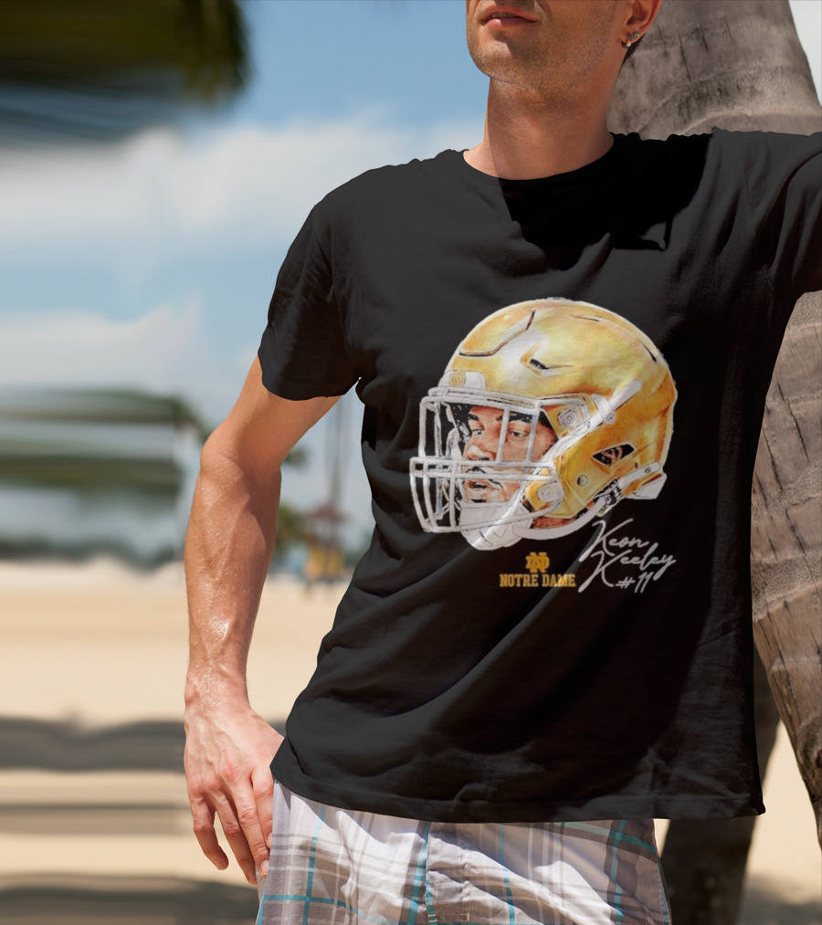 Keon Keeley 11 Notre Dame Football Helmet Swag T-Shirt