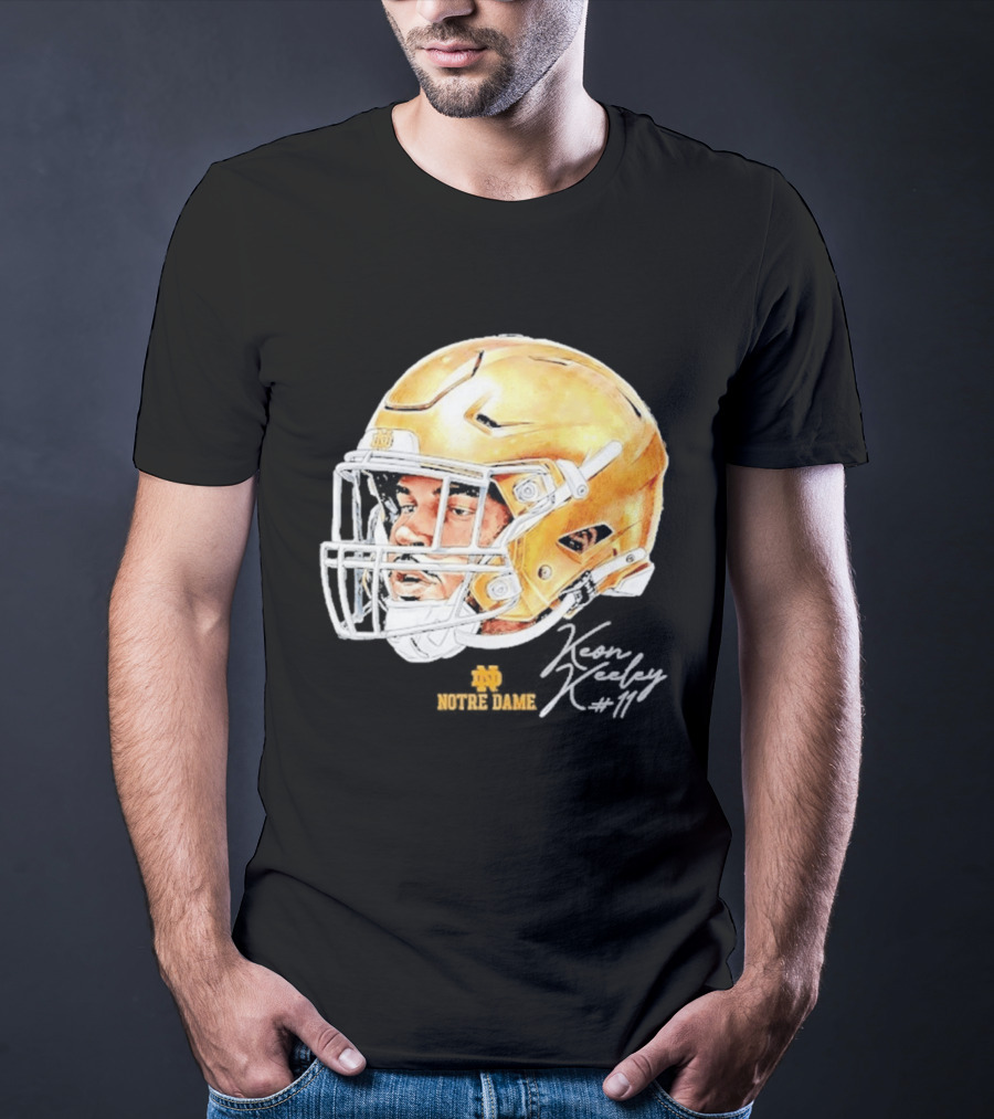Keon Keeley 11 Notre Dame Football Helmet Swag T-Shirt