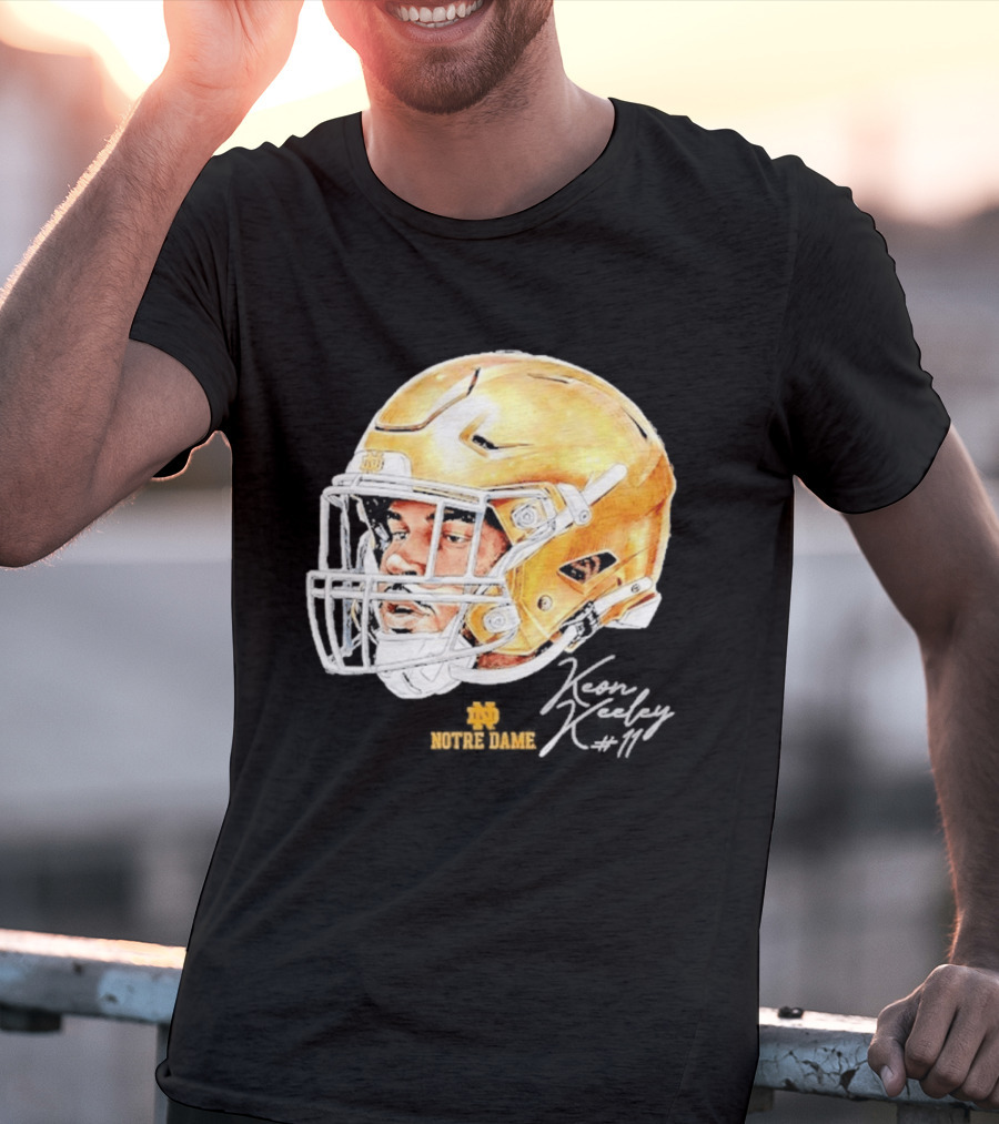 Keon Keeley 11 Notre Dame Football Helmet Swag T-Shirt