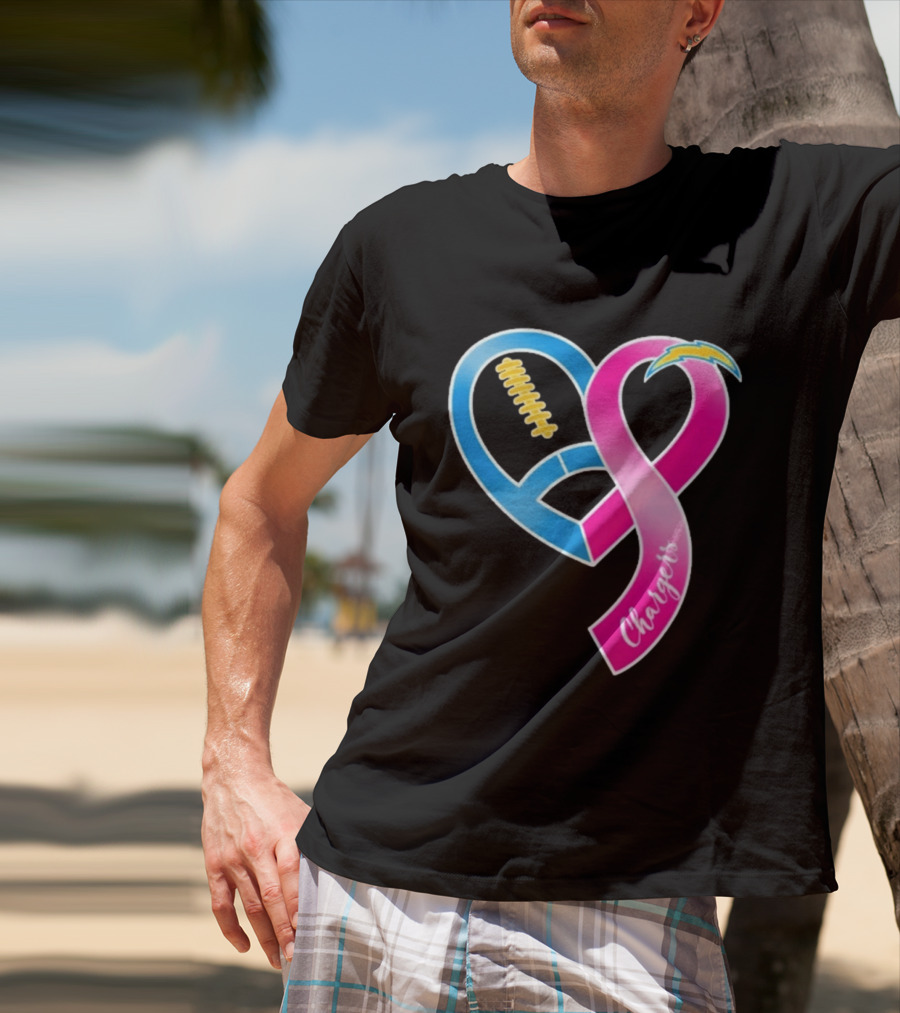 Los Angeles Chargers Breast Cancer Awareness Heart Ribbon 2026 T-Shirt