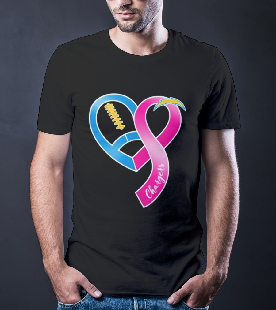 Los Angeles Chargers Breast Cancer Awareness Heart Ribbon 2026 T-Shirt