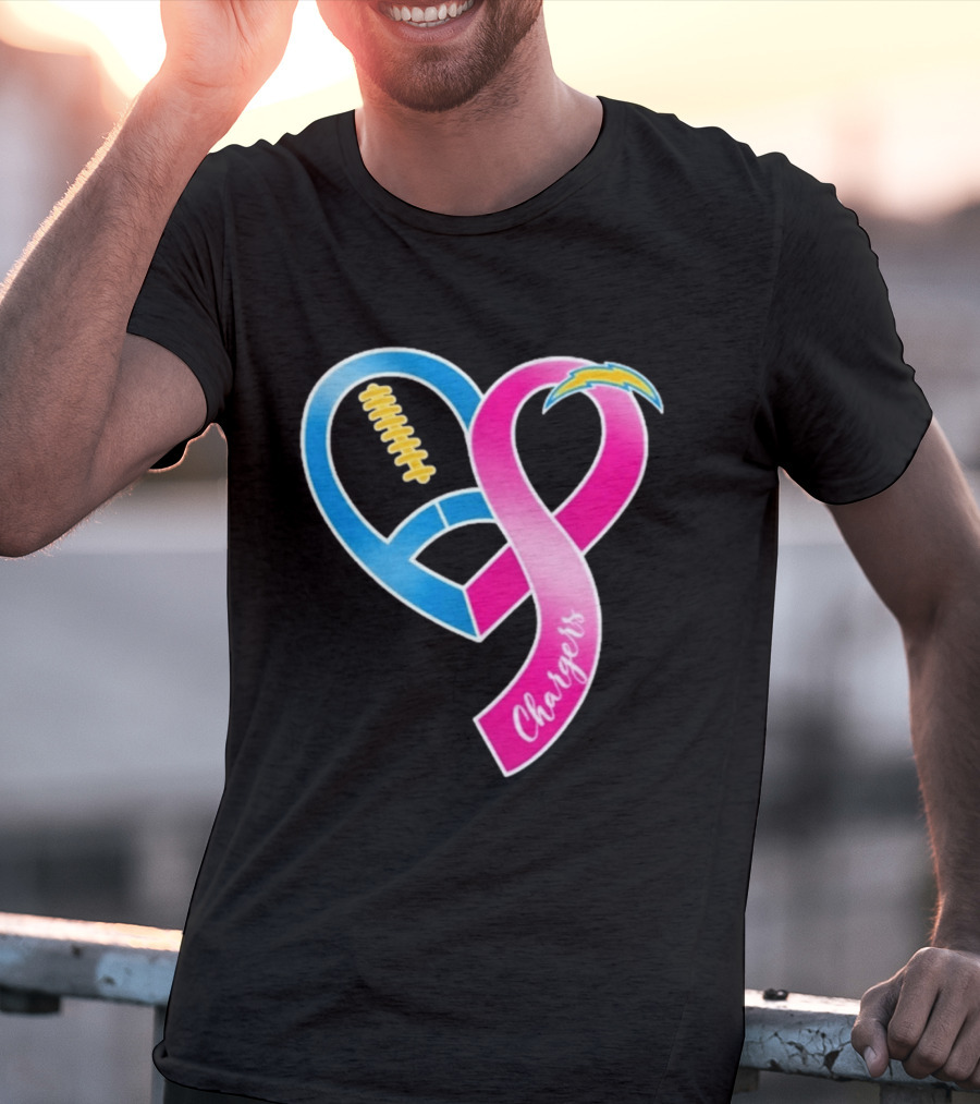 Los Angeles Chargers Breast Cancer Awareness Heart Ribbon 2026 T-Shirt