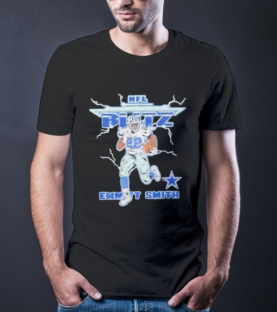 NFL Blitz Emmitt Smith Dallas Cowboys Lightning Star T-Shirt