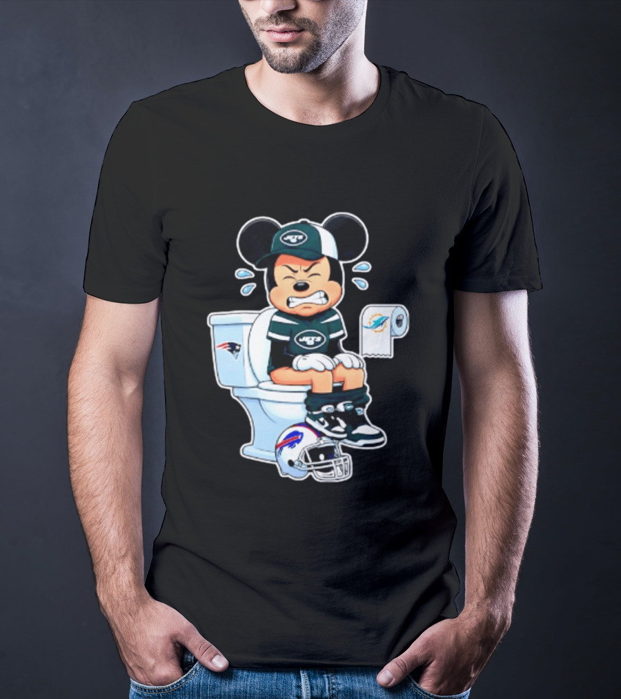 Mickey Jets Toilet Frustration Patriots Dolphins Bills Rivalry T-Shirt