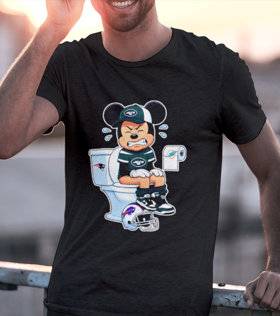 Mickey Jets Toilet Frustration Patriots Dolphins Bills Rivalry T-Shirt