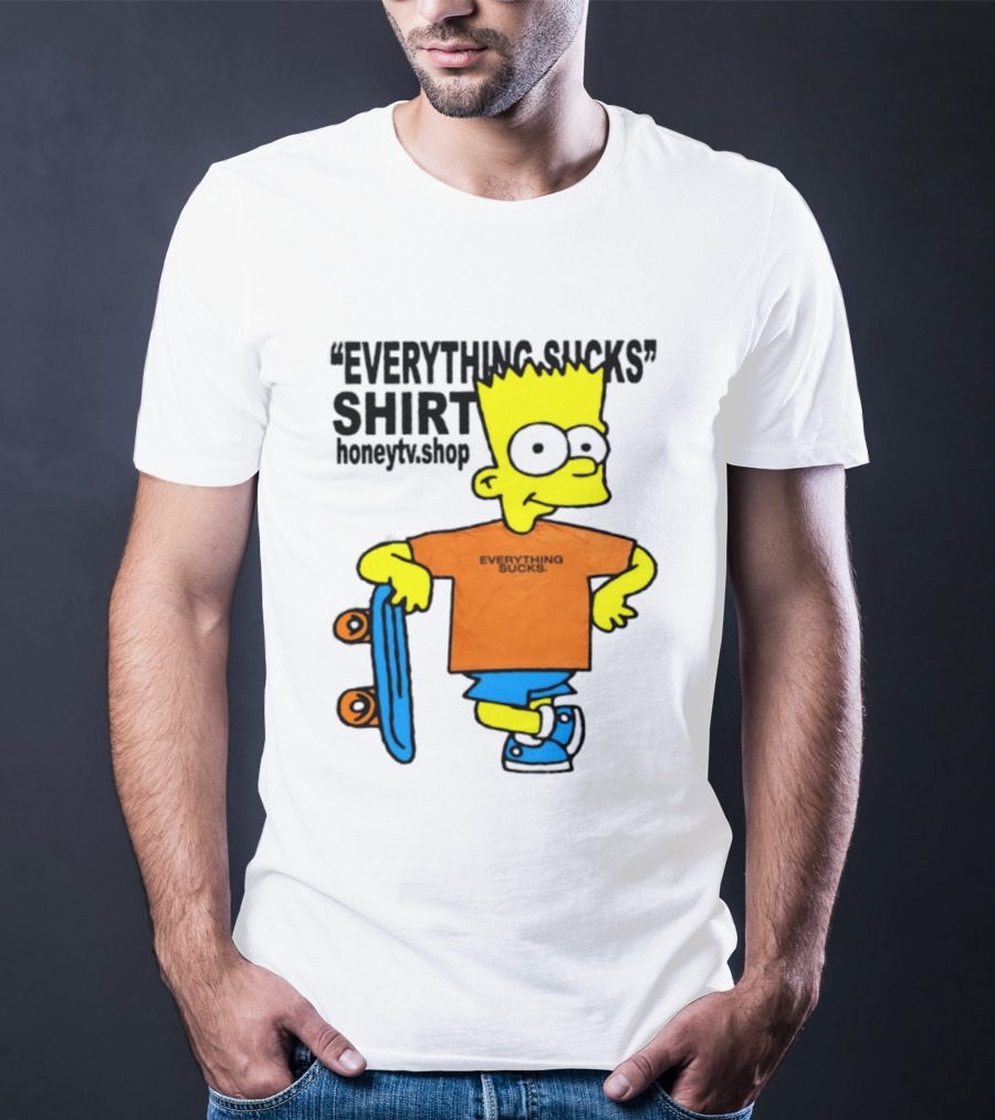Bart Simpson Everything Sucks Skateboard Homage The Simpsons T-Shirt