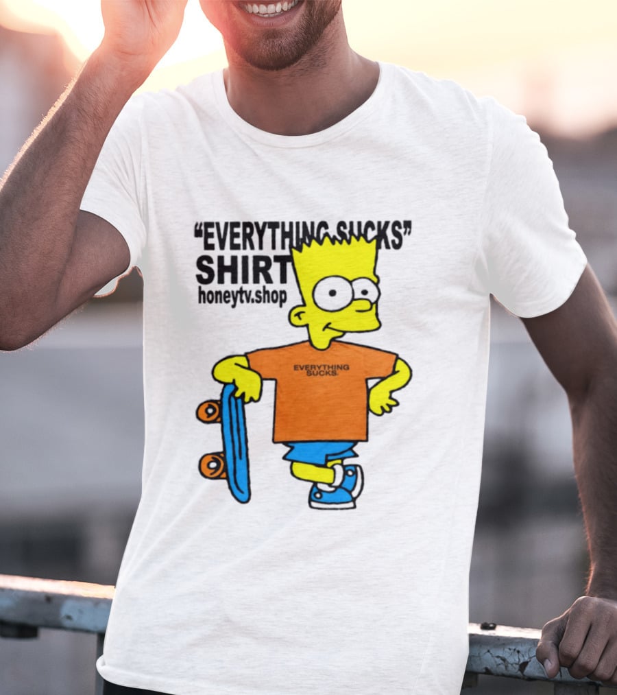 Bart Simpson Everything Sucks Skateboard Homage The Simpsons T-Shirt