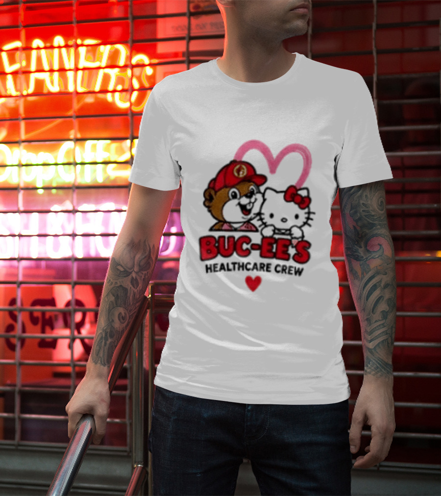 Buc Ee's Hello Kitty Caring Hearts Healthcare Crew T-Shirt
