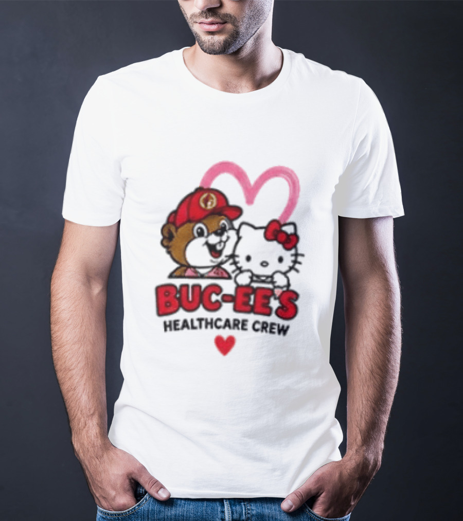 Buc Ee's Hello Kitty Caring Hearts Healthcare Crew T-Shirt