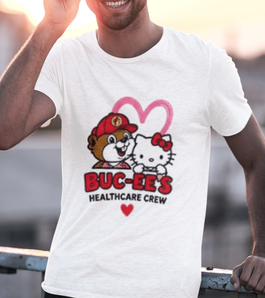 Buc Ee's Hello Kitty Caring Hearts Healthcare Crew T-Shirt