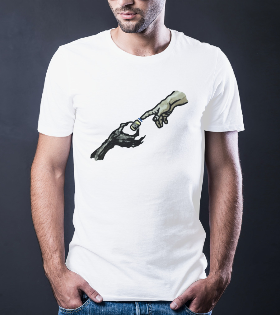 Michelangelo Creation Of Adam Vaccine Hand T-Shirt