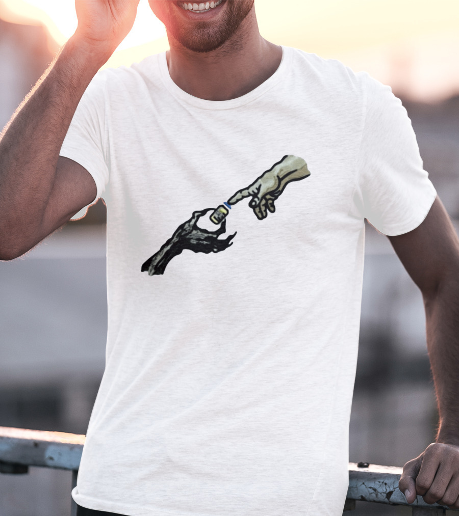 Michelangelo Creation Of Adam Vaccine Hand T-Shirt