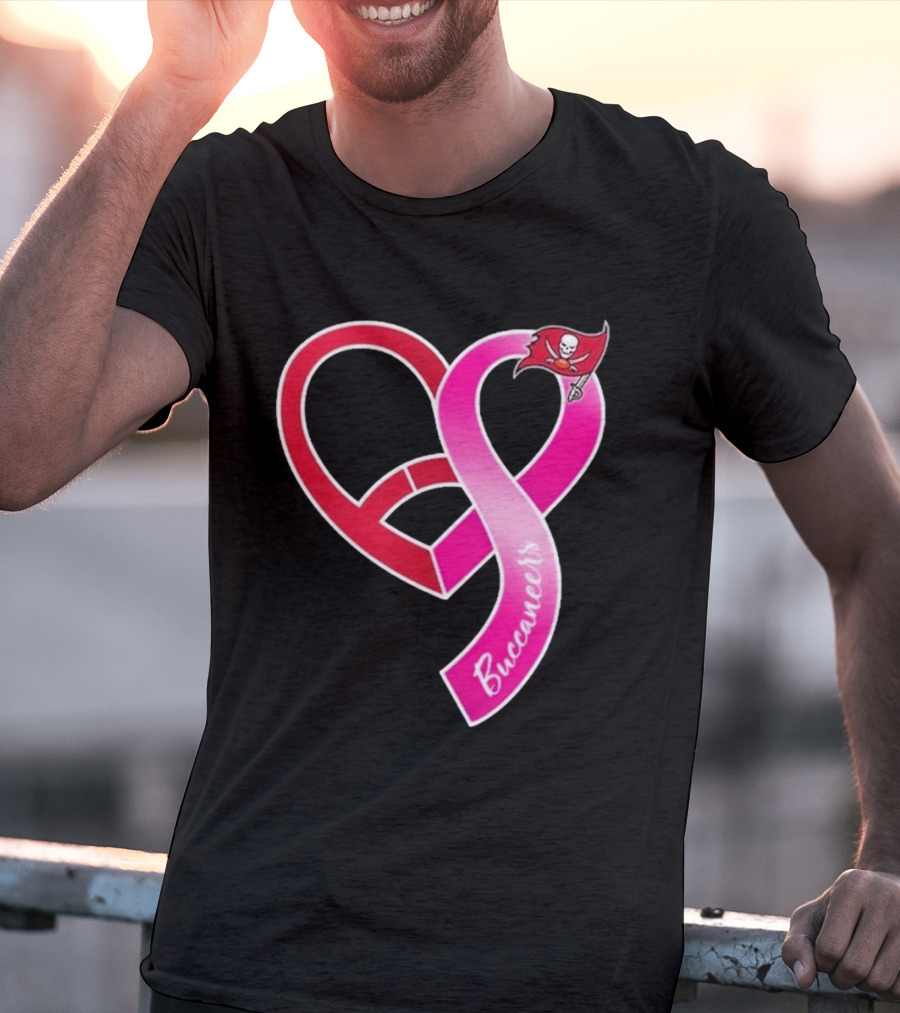 Tampa Bay Buccaneers Heart Ribbon Breast Cancer Awareness 2026 Flag T-Shirt