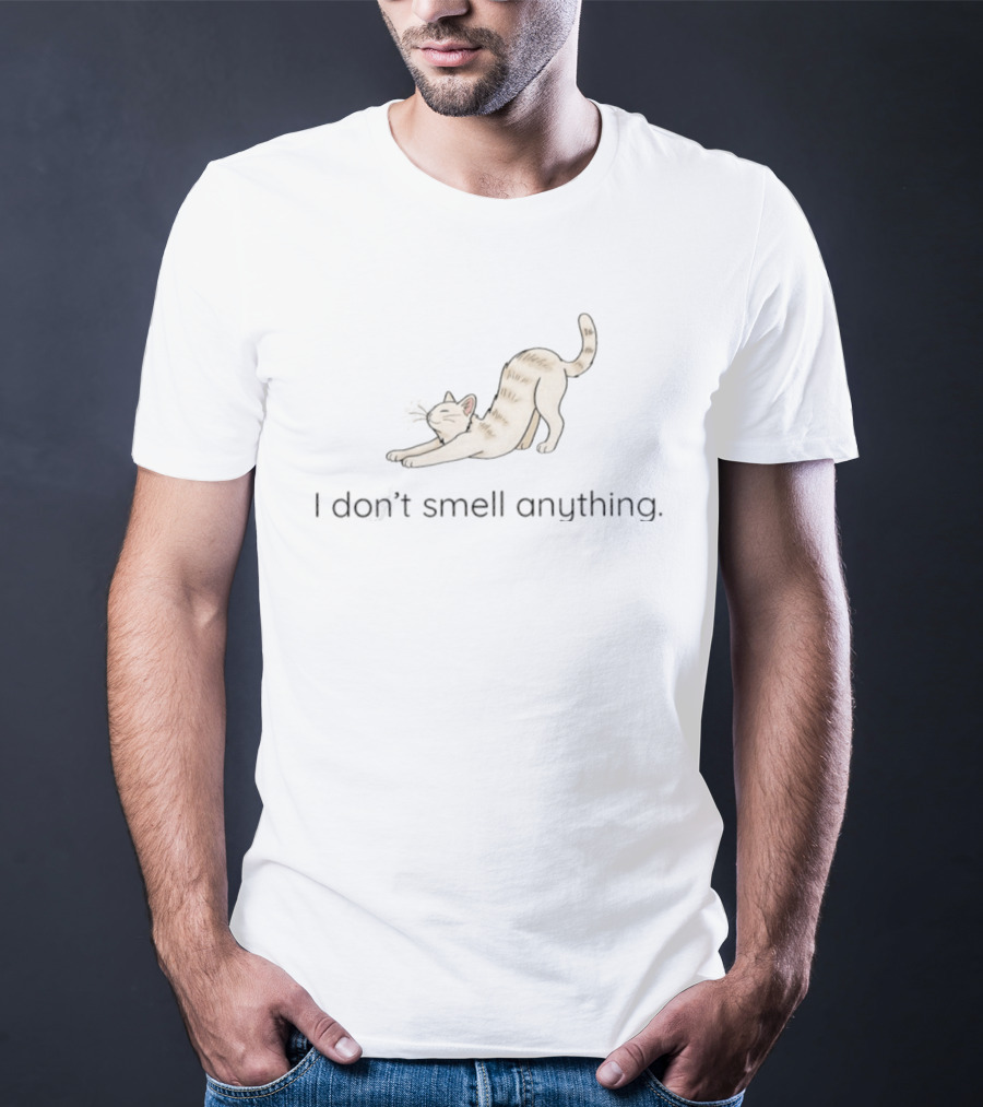 I Don't Smell Anything Cat Kitten Stretching Playful Pose T-Shirt