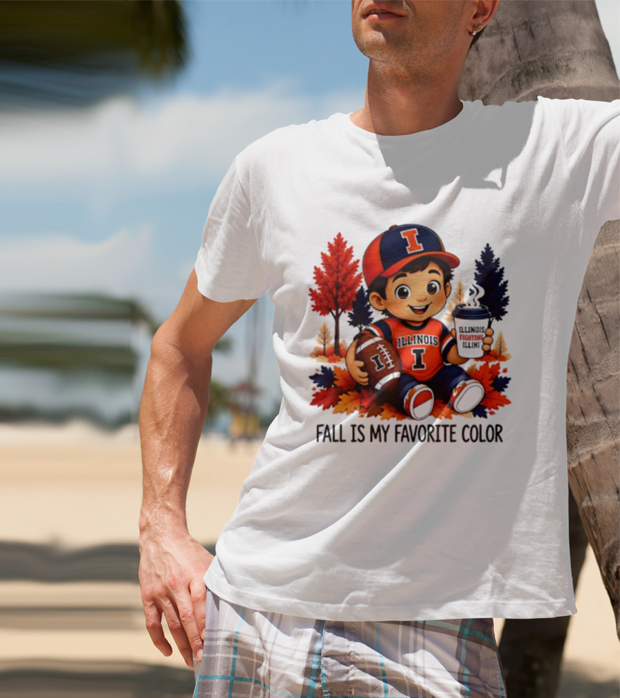 Illinois Fighting Illini Fall Is My Favorite Color Football Kid T-Shirt