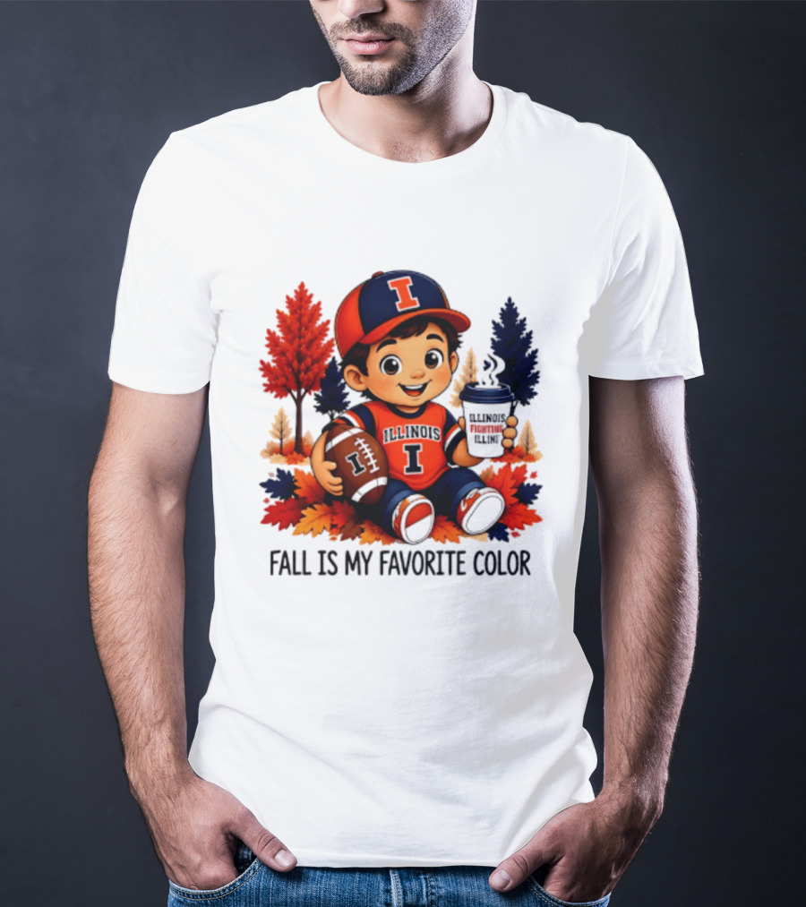 Illinois Fighting Illini Fall Is My Favorite Color Football Kid T-Shirt