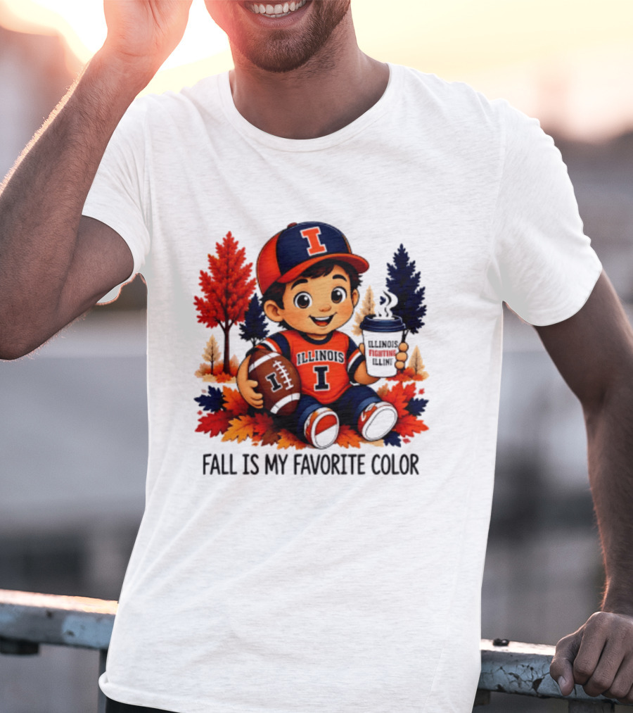 Illinois Fighting Illini Fall Is My Favorite Color Football Kid T-Shirt