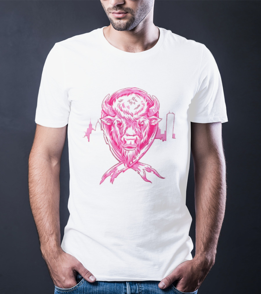Making Strides 2026 Buffalo Mafia Pink Ribbon Skyline T-Shirt