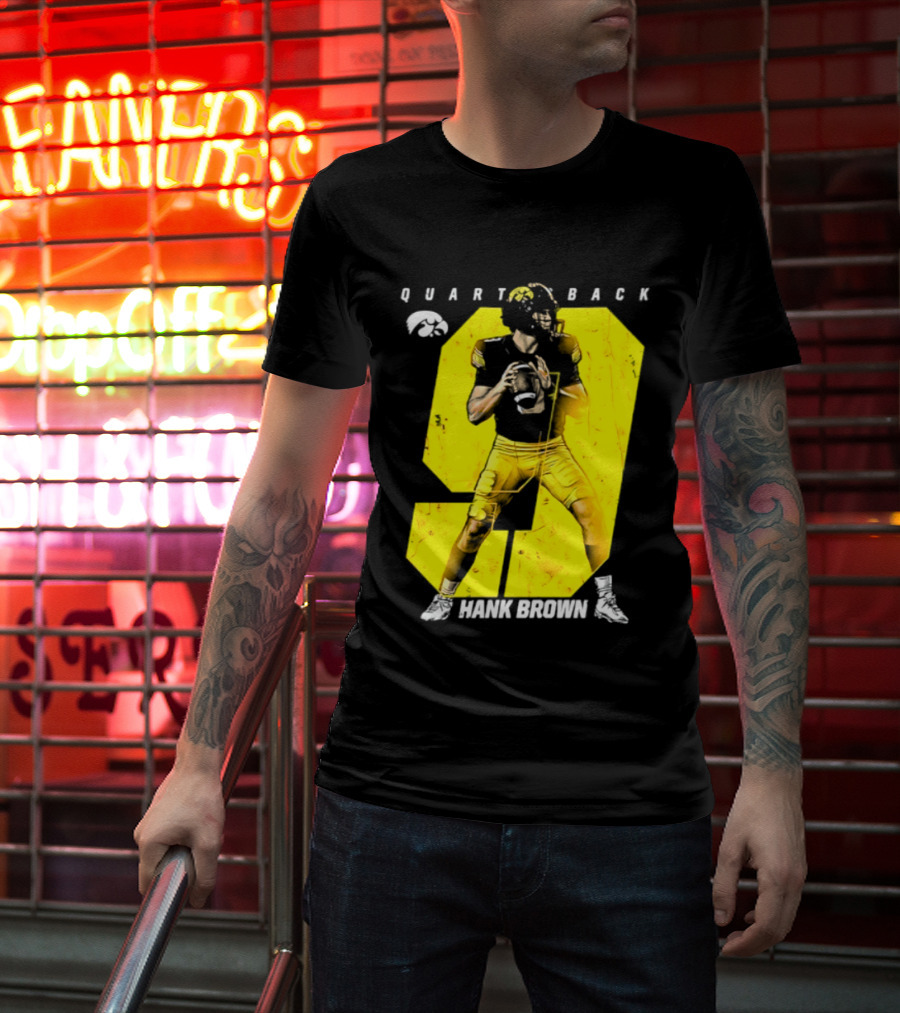 Hank Brown 9 Iowa Hawkeyes NCAA Football Quarterback Player Number T-Shirt