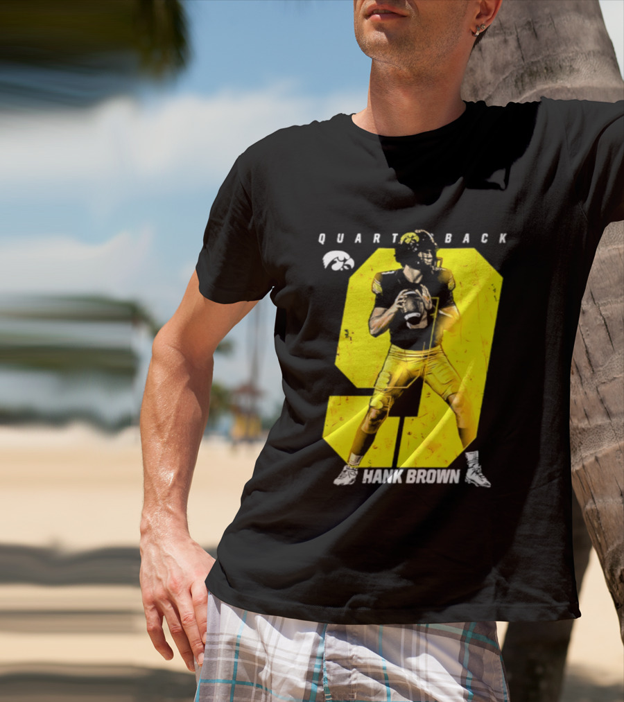Hank Brown 9 Iowa Hawkeyes NCAA Football Quarterback Player Number T-Shirt