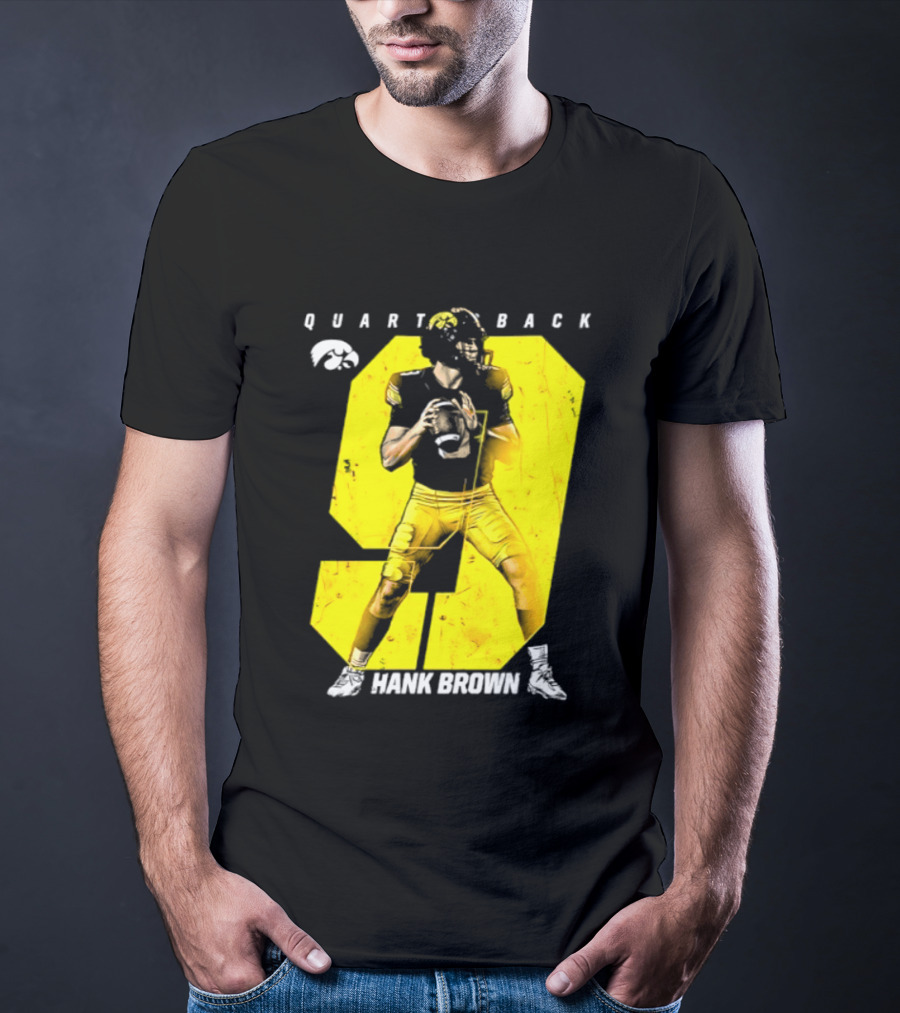 Hank Brown 9 Iowa Hawkeyes NCAA Football Quarterback Player Number T-Shirt