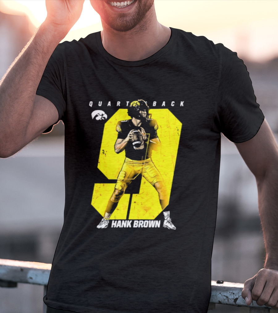 Hank Brown 9 Iowa Hawkeyes NCAA Football Quarterback Player Number T-Shirt