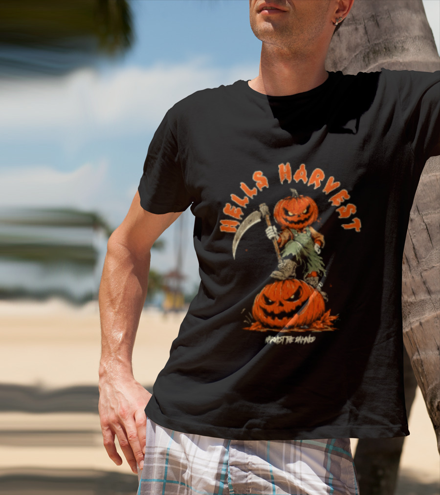 Hells Harvest Pumpkin Reaper Halloween Harvest The Damned T-Shirt