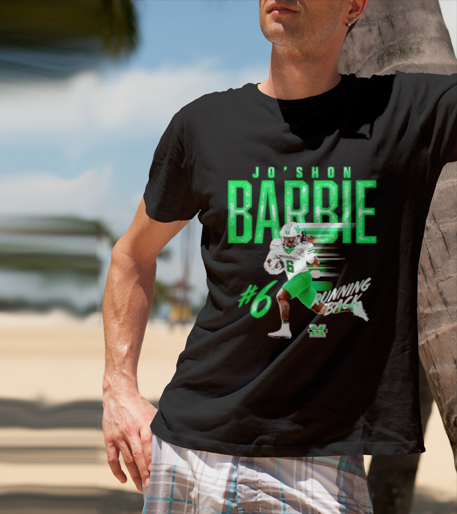 Jo'shon Barbie 6 Marshall Thundering Herd Running Back NCAA Football Player T-Shirt