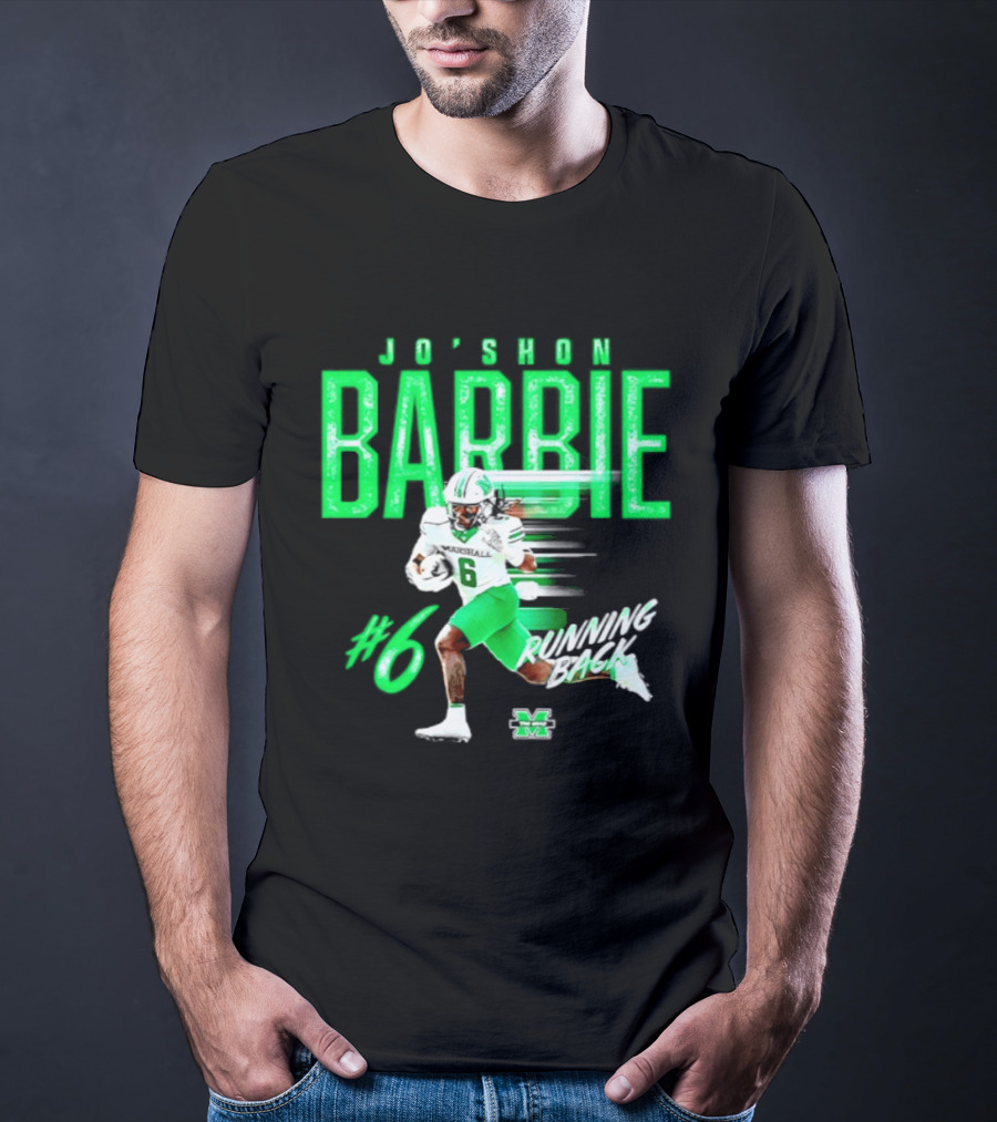 Jo'shon Barbie 6 Marshall Thundering Herd Running Back NCAA Football Player T-Shirt