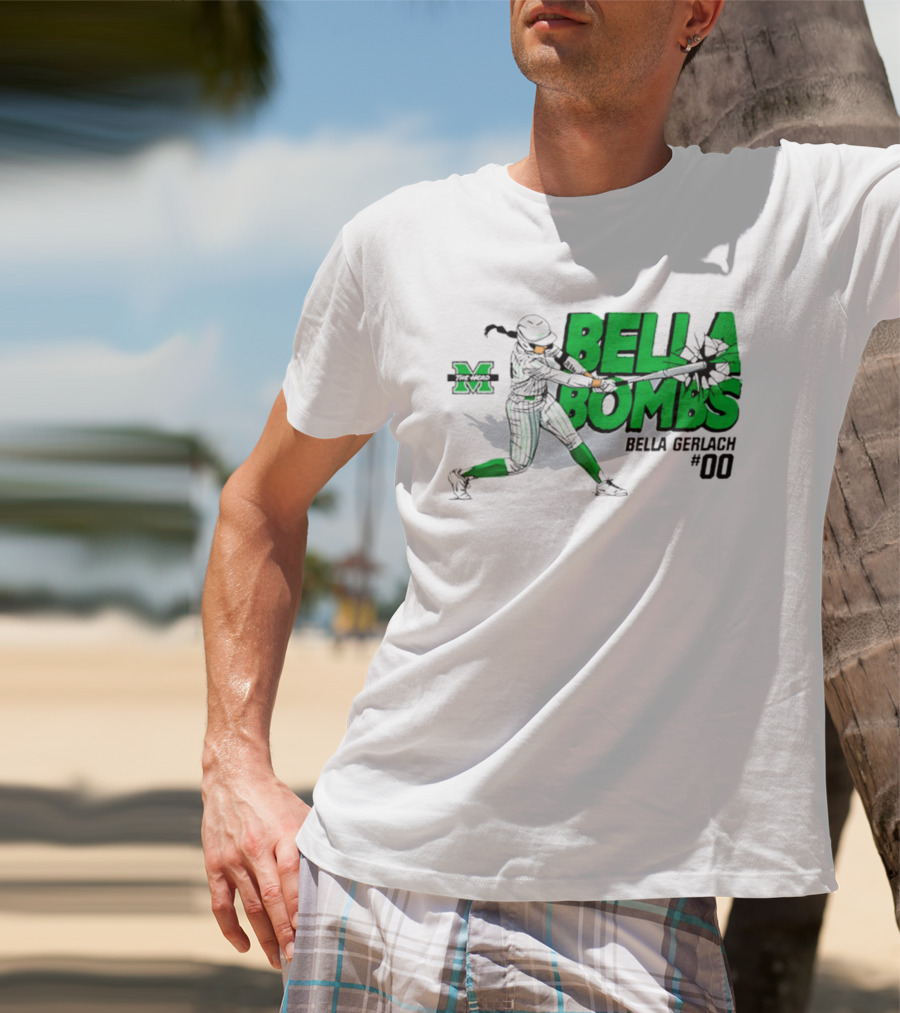 Marshall Thundering Herd Bella Bombs Bella Gerlach #00 NCAA Softball T-Shirt